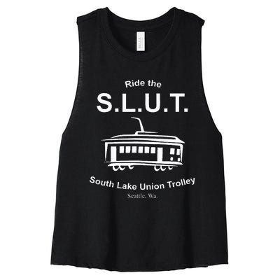 Ride The S.L.U.T. South Lake Union Trolley Seattle Women's Racerback Cropped Tank