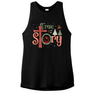 Retro True Story Jesus Christmas Nativity Scene Christian  Ladies PosiCharge Tri-Blend Wicking Tank