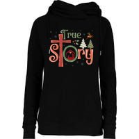 Retro True Story Jesus Christmas Nativity Scene Christian  Womens Funnel Neck Pullover Hood