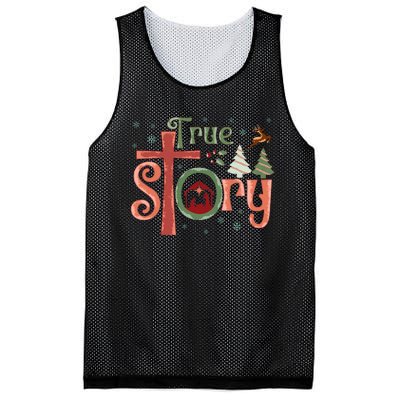 Retro True Story Jesus Christmas Nativity Scene Christian  Mesh Reversible Basketball Jersey Tank