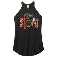 Retro True Story Jesus Christmas Nativity Scene Christian  Women's Perfect Tri Rocker Tank