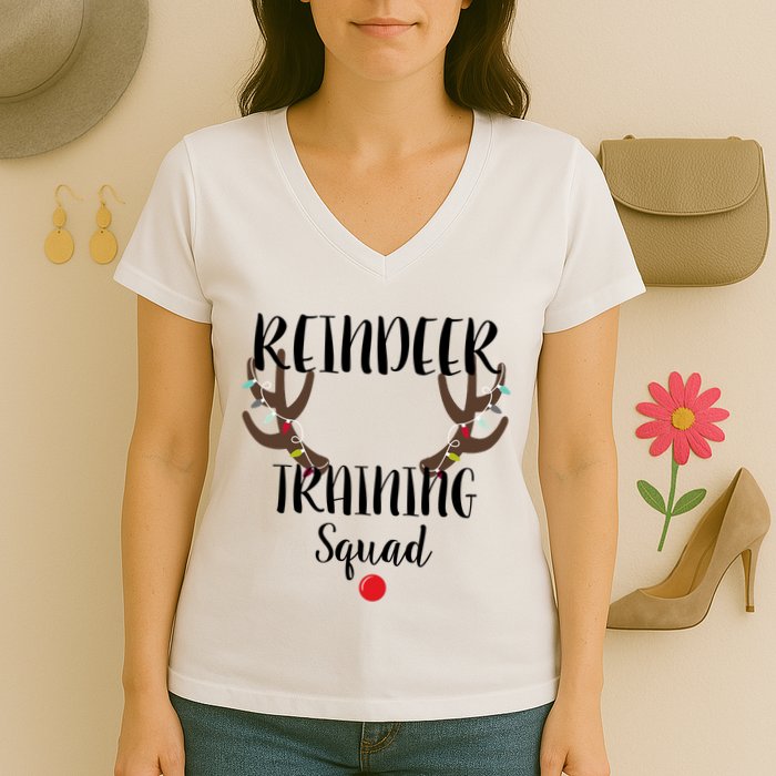 Reindeer Training Squad Women's V-Neck T-Shirt