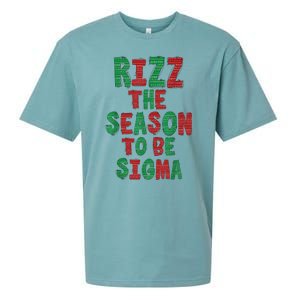 Rizz The Season Funny Gen Alpha Slang Christmas Teacher Sueded Cloud Jersey T-Shirt