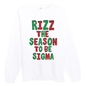 Rizz The Season Funny Gen Alpha Slang Christmas Teacher Premium Crewneck Sweatshirt