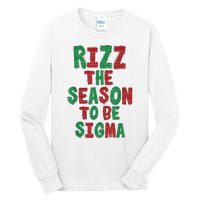 Rizz The Season Funny Gen Alpha Slang Christmas Teacher Tall Long Sleeve T-Shirt