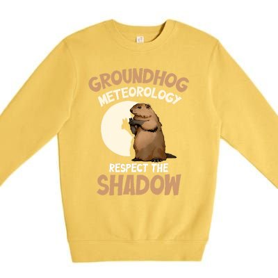 Respect The Shadow Meteorology Funny Groundhog Day Premium Crewneck Sweatshirt