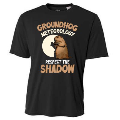 Respect The Shadow Meteorology Funny Groundhog Day Cooling Performance Crew T-Shirt