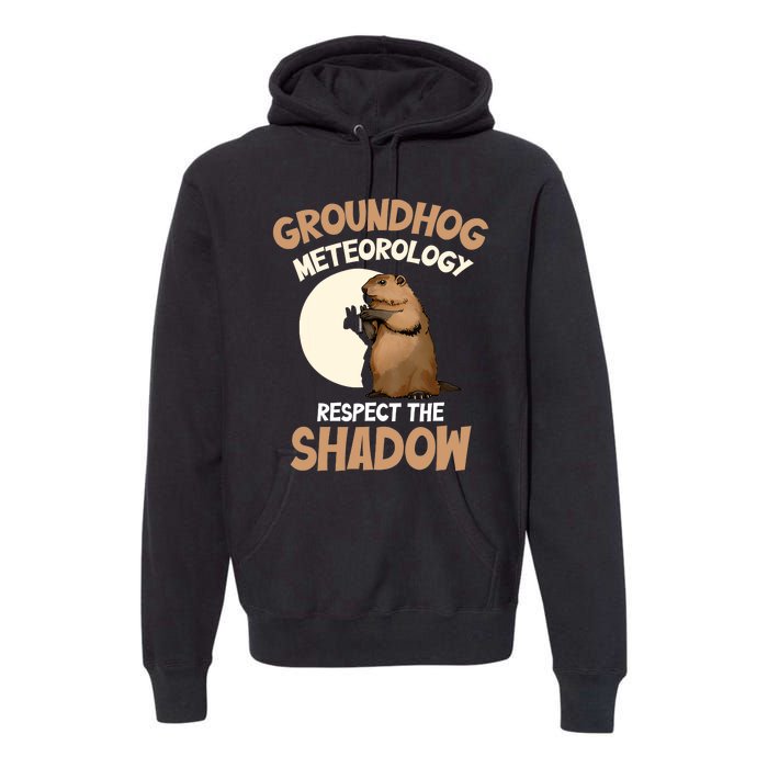 Respect The Shadow Meteorology Funny Groundhog Day Premium Hoodie