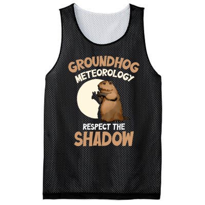 Respect The Shadow Meteorology Funny Groundhog Day Mesh Reversible Basketball Jersey Tank