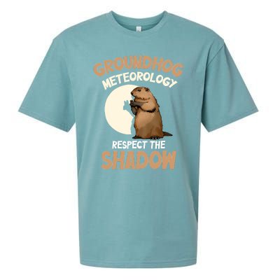 Respect The Shadow Meteorology Funny Groundhog Day Sueded Cloud Jersey T-Shirt