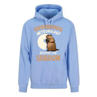 Respect The Shadow Meteorology Funny Groundhog Day Unisex Surf Hoodie