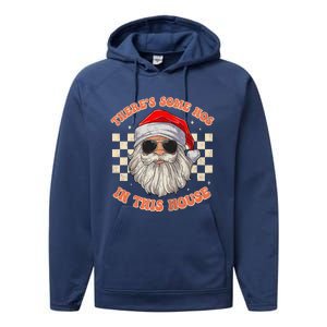 Retro ThereS Some Hos In This House Santa Claus Christmas Raglan Baseball Performance Fleece Hoodie