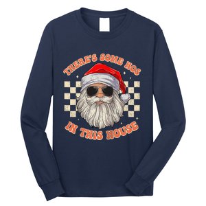 Retro ThereS Some Hos In This House Santa Claus Christmas Raglan Baseball Long Sleeve Shirt