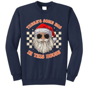 Retro ThereS Some Hos In This House Santa Claus Christmas Raglan Baseball Sweatshirt