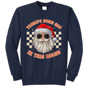 Retro ThereS Some Hos In This House Santa Claus Christmas Raglan Baseball Tall Sweatshirt