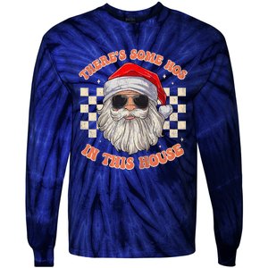 Retro ThereS Some Hos In This House Santa Claus Christmas Raglan Baseball Tie-Dye Long Sleeve Shirt