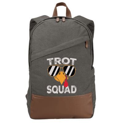 Running Turkey Sunglasses Trot Squad Thanksgiving Gift Cotton Canvas Backpack