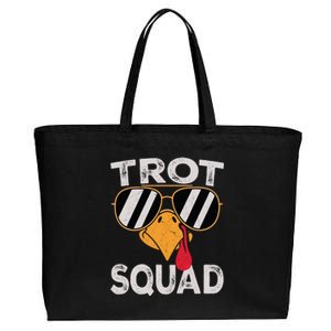 Running Turkey Sunglasses Trot Squad Thanksgiving Gift Cotton Canvas Jumbo Tote