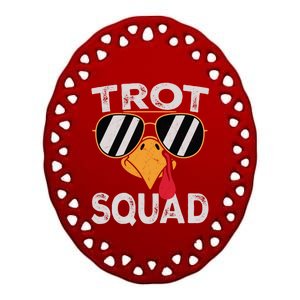 Running Turkey Sunglasses Trot Squad Thanksgiving Gift Ceramic Oval Ornament