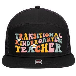 Retro TK Teacher Groovy Transitional Kindergarten Teacher 7 Panel Mesh Trucker Snapback Hat