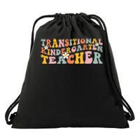 Retro TK Teacher Groovy Transitional Kindergarten Teacher Drawstring Bag