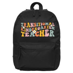 Retro TK Teacher Groovy Transitional Kindergarten Teacher 16 in Basic Backpack