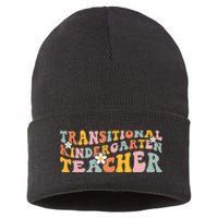 Retro TK Teacher Groovy Transitional Kindergarten Teacher Sustainable Knit Beanie