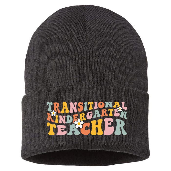 Retro TK Teacher Groovy Transitional Kindergarten Teacher Sustainable Knit Beanie