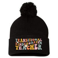 Retro TK Teacher Groovy Transitional Kindergarten Teacher Pom Pom 12in Knit Beanie