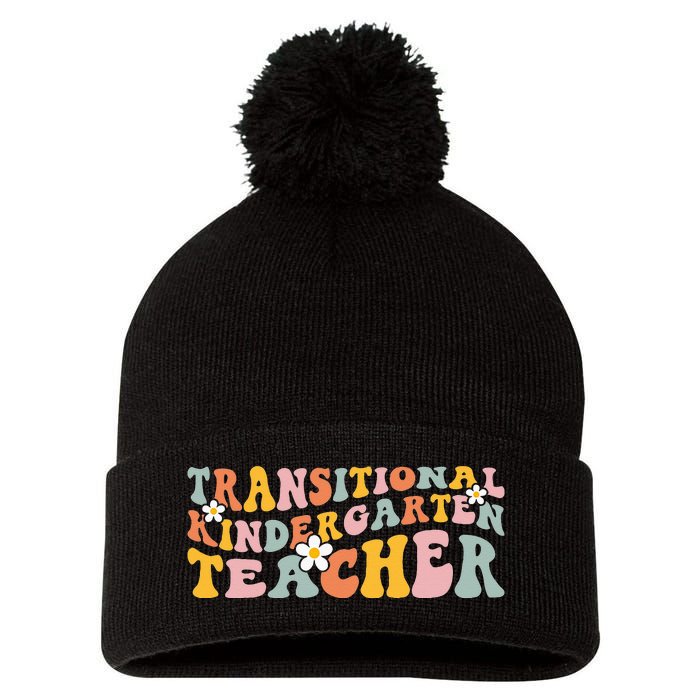 Retro TK Teacher Groovy Transitional Kindergarten Teacher Pom Pom 12in Knit Beanie