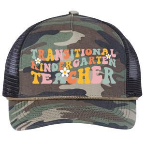 Retro TK Teacher Groovy Transitional Kindergarten Teacher Retro Rope Trucker Hat Cap