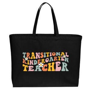 Retro TK Teacher Groovy Transitional Kindergarten Teacher Cotton Canvas Jumbo Tote