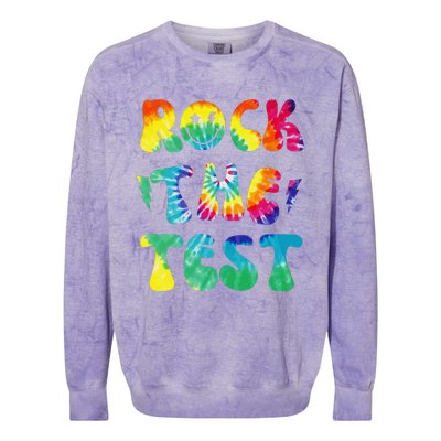 Rock The Test Testing Day Retro Motivational Teacher Student Colorblast Crewneck Sweatshirt