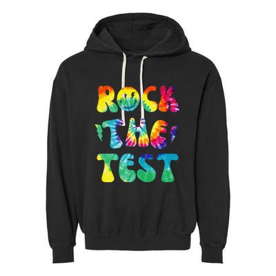 Rock The Test Testing Day Retro Motivational Teacher Student Garment-Dyed Fleece Hoodie