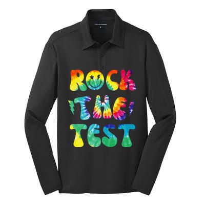 Rock The Test Testing Day Retro Motivational Teacher Student Silk Touch Performance Long Sleeve Polo