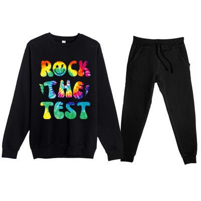 Rock The Test Testing Day Retro Motivational Teacher Student Premium Crewneck Sweatsuit Set