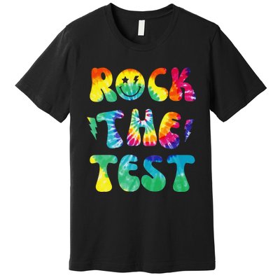 Rock The Test Testing Day Retro Motivational Teacher Student Premium T-Shirt