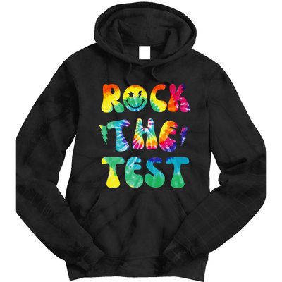 Rock The Test Testing Day Retro Motivational Teacher Student Tie Dye Hoodie