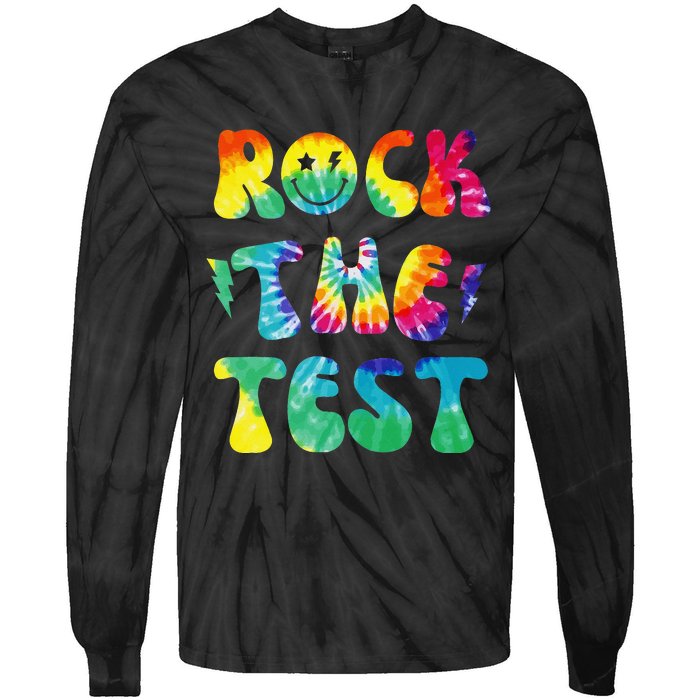 Rock The Test Testing Day Retro Motivational Teacher Student Tie-Dye Long Sleeve Shirt