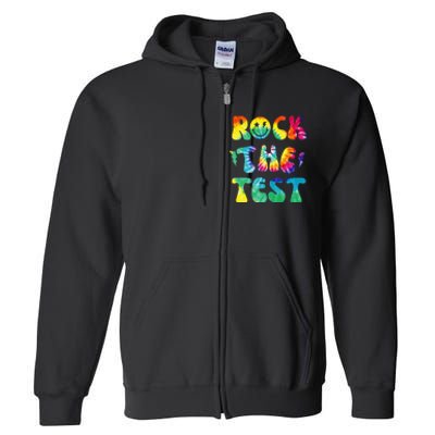 Rock The Test Testing Day Retro Motivational Teacher Student Full Zip Hoodie