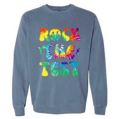 Rock The Test Testing Day Retro Motivational Teacher Student Garment-Dyed Sweatshirt