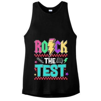Rock The Test Testing Day Teacher Student Ladies PosiCharge Tri-Blend Wicking Tank