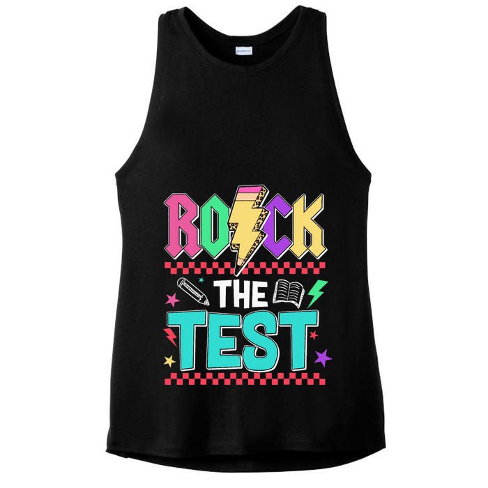 Rock The Test Testing Day Teacher Student Ladies PosiCharge Tri-Blend Wicking Tank