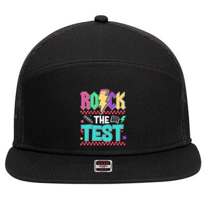 Rock The Test Testing Day Teacher Student 7 Panel Mesh Trucker Snapback Hat
