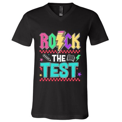 Rock The Test Testing Day Teacher Student V-Neck T-Shirt
