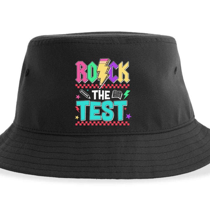 Rock The Test Testing Day Teacher Student Sustainable Bucket Hat