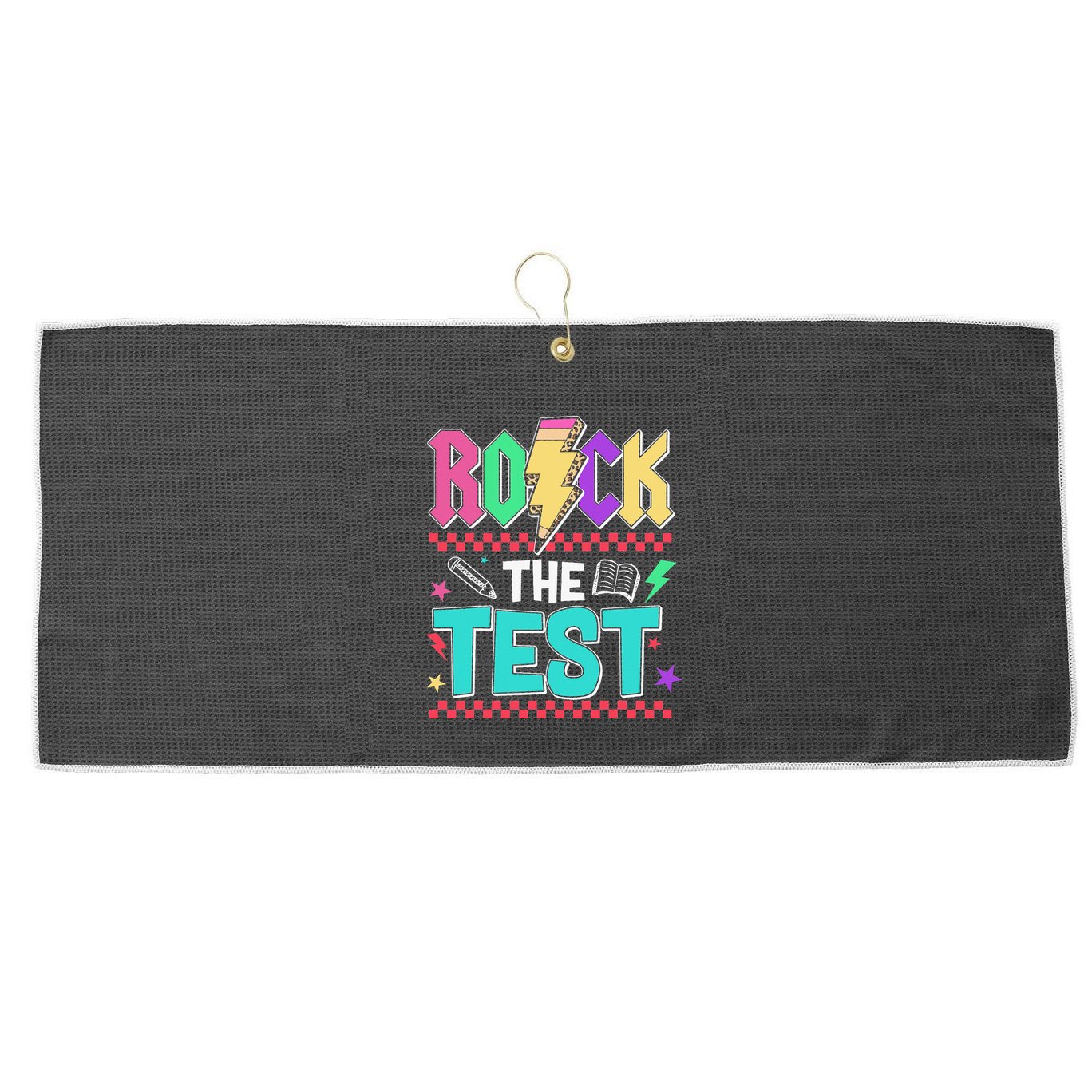 Rock The Test Testing Day Teacher Student Large Microfiber Waffle Golf Towel