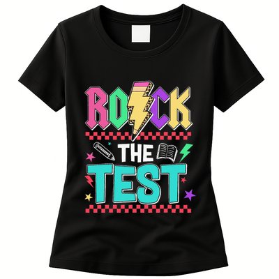 Rock The Test Testing Day Teacher Student Womens T-Shirt