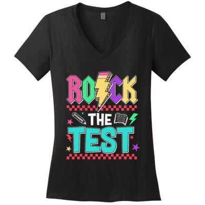 Rock The Test Testing Day Teacher Student Women's V-Neck T-Shirt