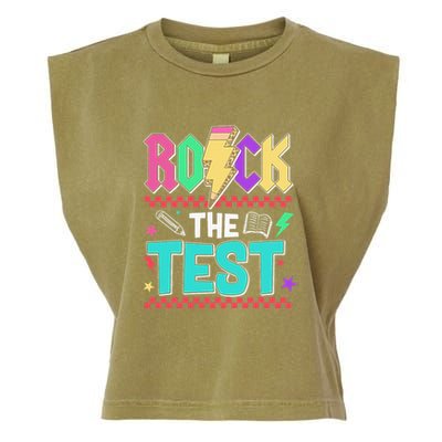 Rock The Test Testing Day Teacher Student Garment-Dyed Women's Muscle Tee